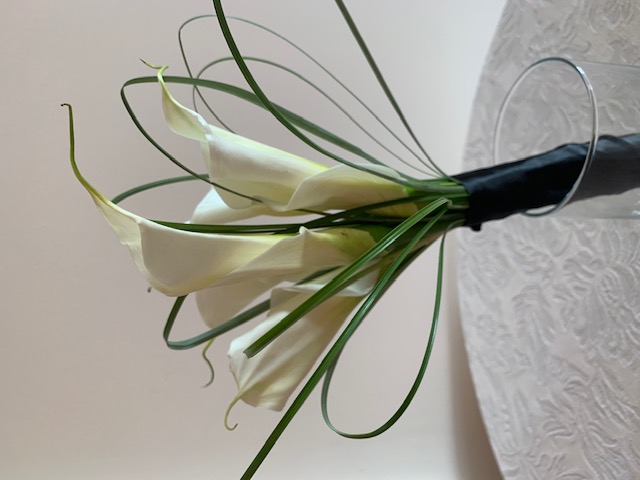 White calla lily and bear grass bouquet