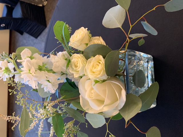 White rose and astilbe centerpiece